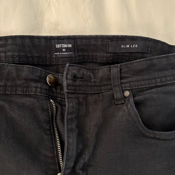 Cotton On Black Slim Leg Jeans - Size 30 - Picture 3 of 4